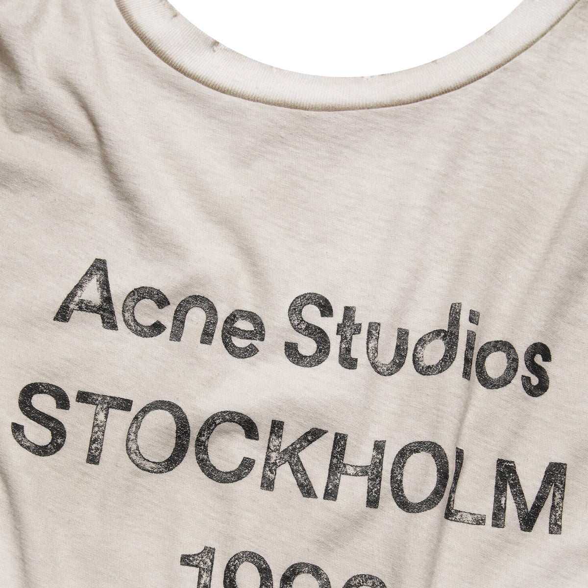 ACNE STUDIOS Sprayed 1996 Logo Long Sleeved Crewneck Tee Dusty White (FW26)