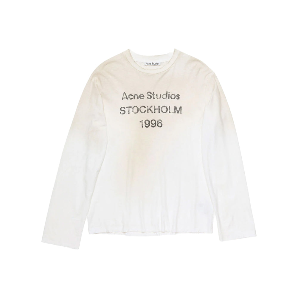 ACNE STUDIOS Sprayed 1996 Logo Long Sleeved Crewneck Tee Dusty White (FW26)