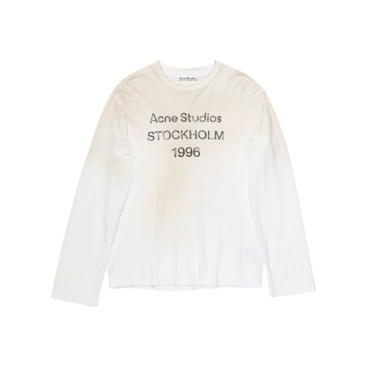 ACNE STUDIOS Sprayed 1996 Logo Long Sleeved Crewneck Tee Dusty White (FW26)