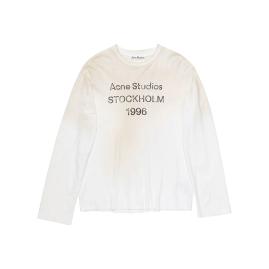 ACNE STUDIOS Sprayed 1996 Logo Long Sleeved Crewneck Tee Dusty White (FW26)