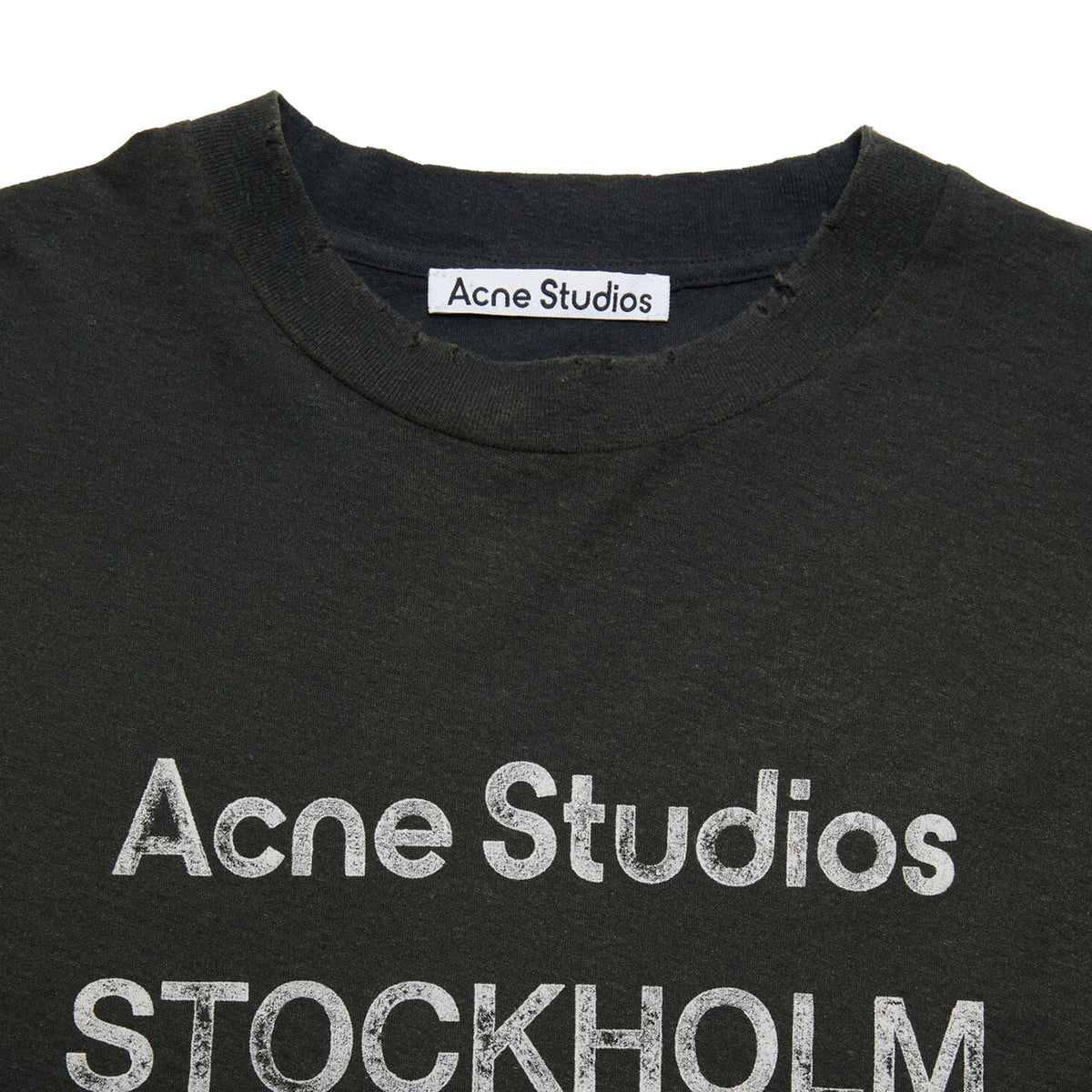 ACNE STUDIOS Sprayed 1996 Logo Long Sleeved Crewneck Tee Faded Black (FW26)