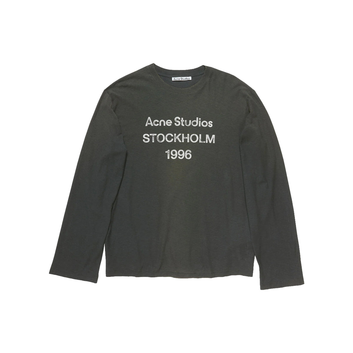 ACNE STUDIOS Sprayed 1996 Logo Long Sleeved Crewneck Tee Faded Black (FW26)