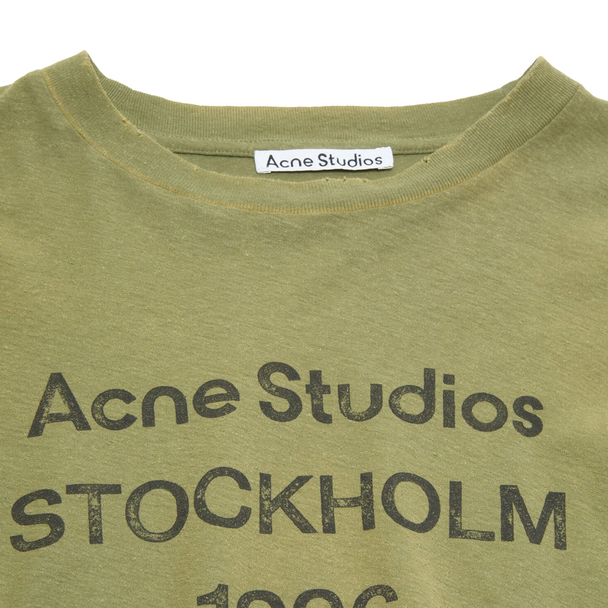 ACNE STUDIOS Sprayed 1996 Logo Long Sleeved Crewneck Tee Olive Green (FW26)