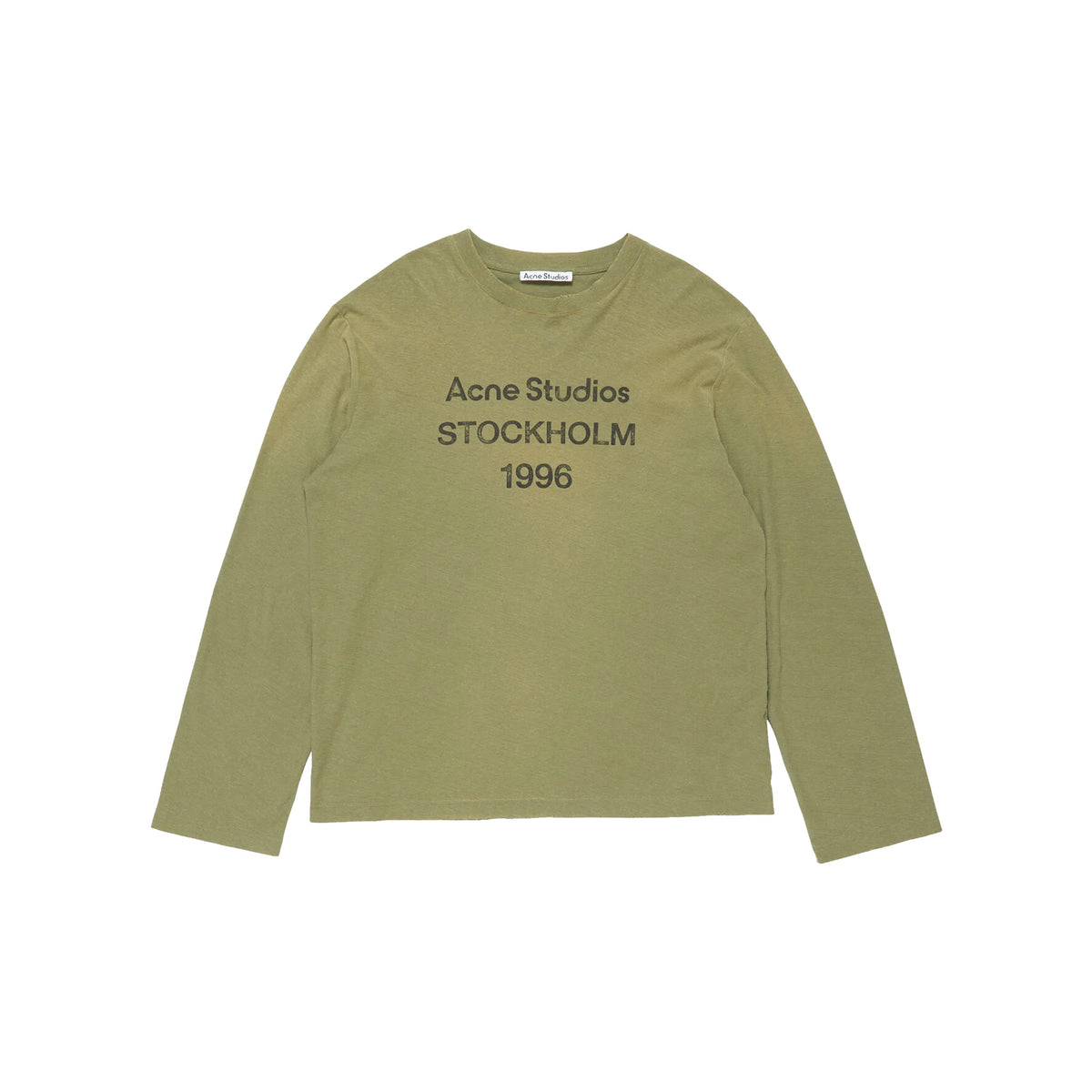 ACNE STUDIOS Sprayed 1996 Logo Long Sleeved Crewneck Tee Olive Green (FW26)