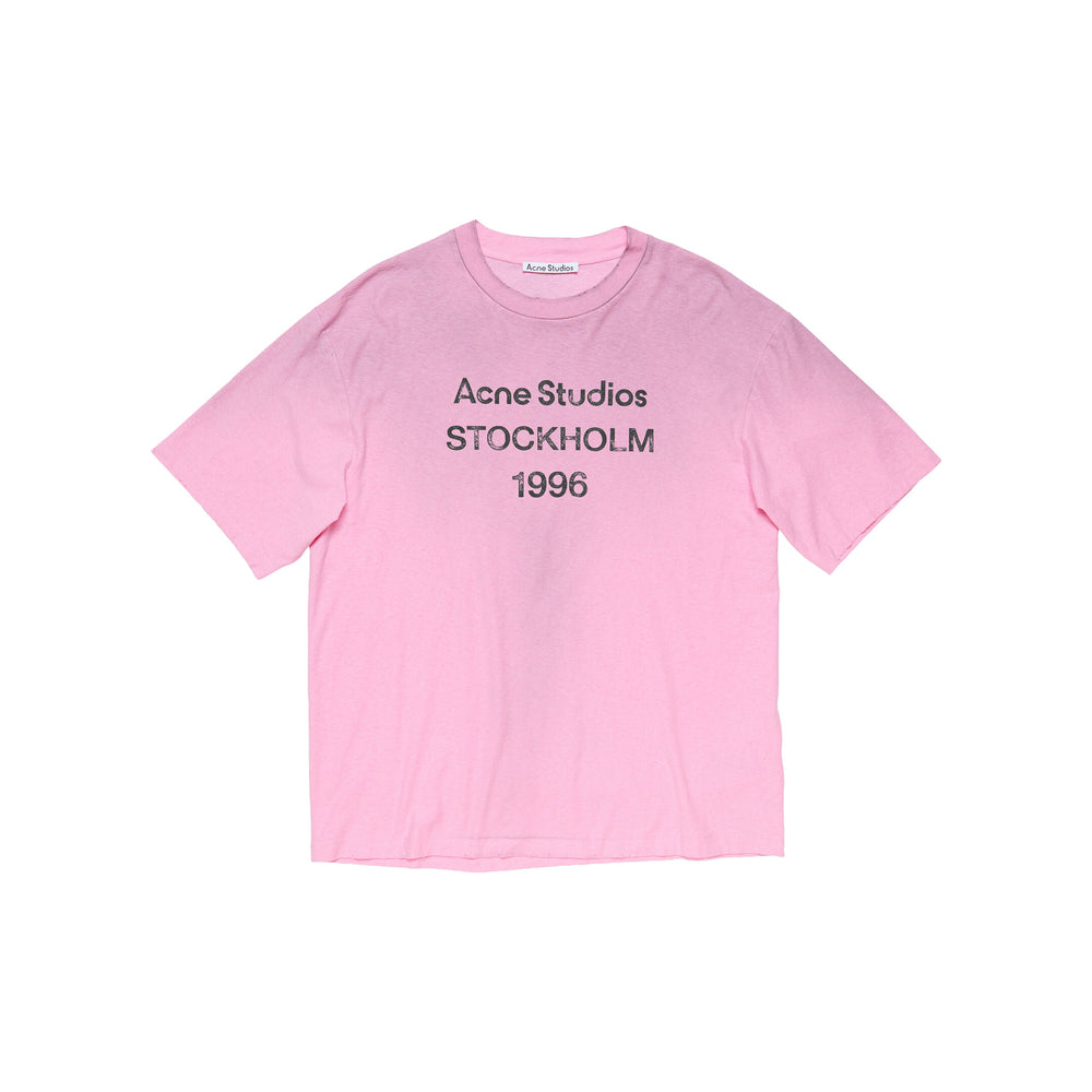 ACNE STUDIOS Sprayed Logo Crewneck Tee Cotton Candy Pink (FW26)