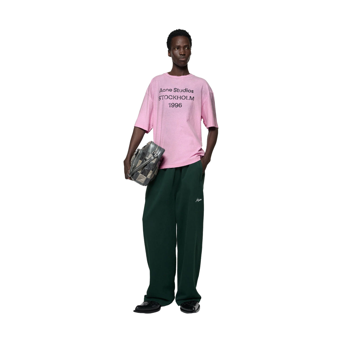 ACNE STUDIOS Sprayed Logo Crewneck Tee Cotton Candy Pink (FW26)