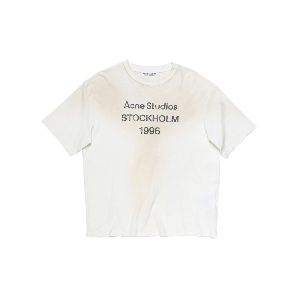 ACNE STUDIOS Sprayed Logo Crewneck Tee Cotton Dusty White (FW26)