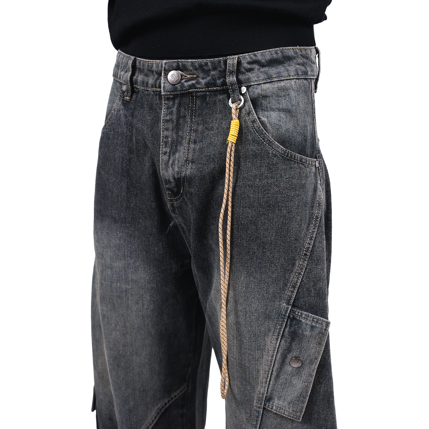 RAW/21 Asymmetry Baggy Denim Jeans Washed Black (SS26)