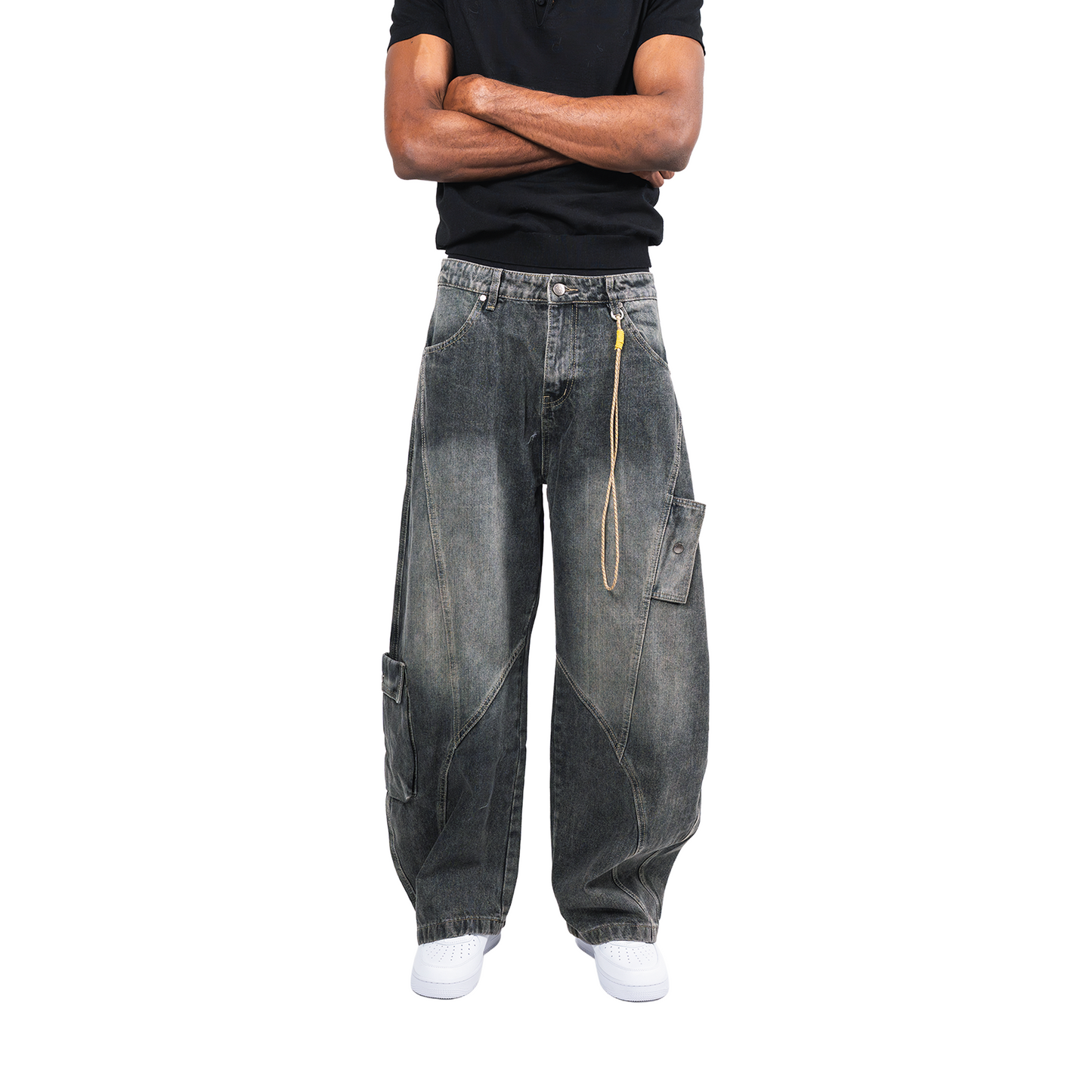 RAW/21 Asymmetry Baggy Denim Jeans Washed Black (SS26)