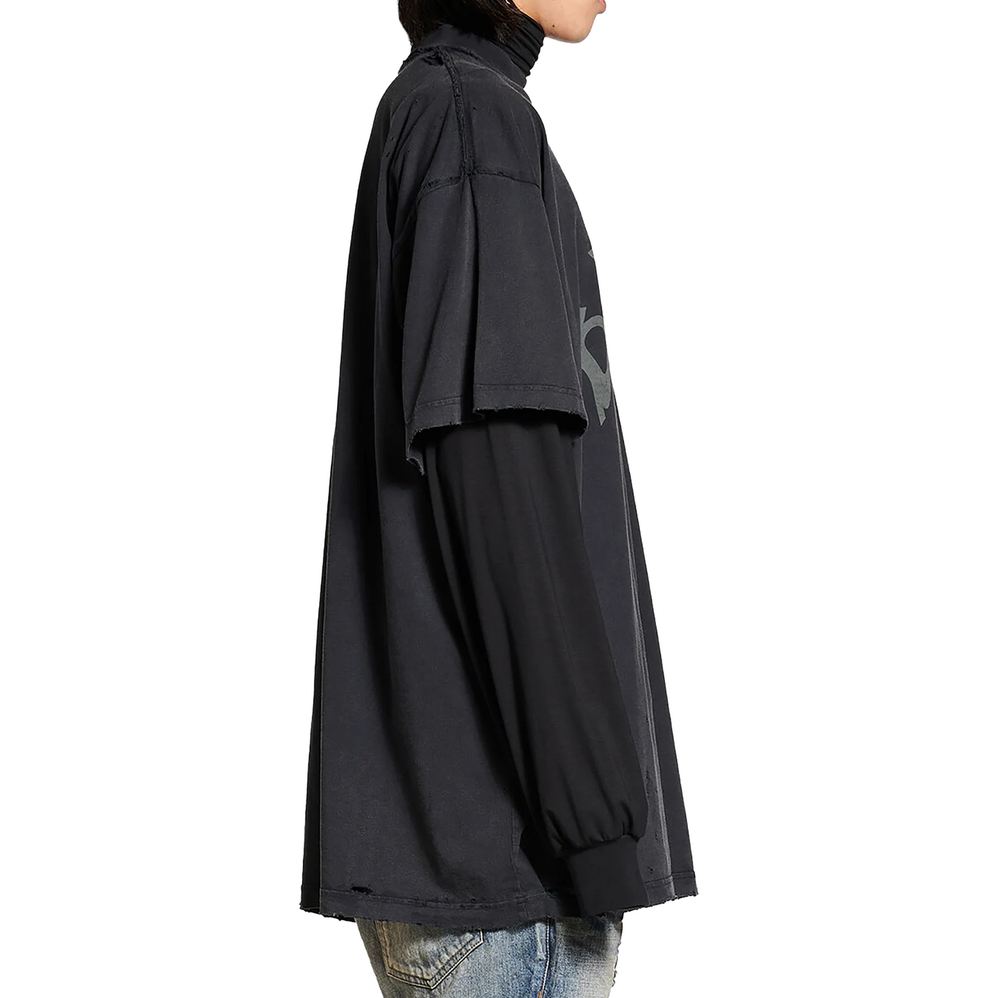 BALENCIAGA 3B Liquefied Oversize Fit Tee Faded Washed Black (SS25)