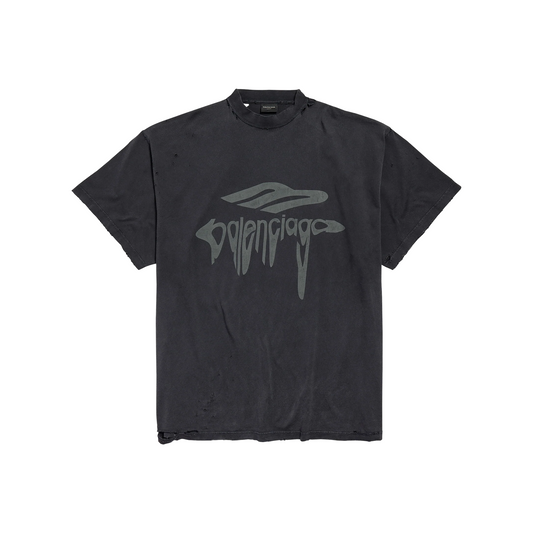 BALENCIAGA 3B Liquefied Oversize Fit Tee Faded Washed Black (SS25)