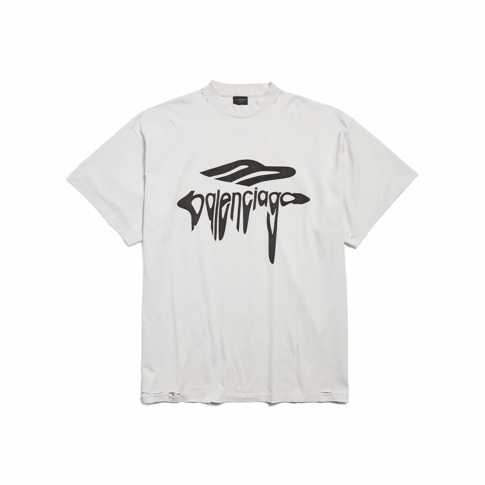 BALENCIAGA 3B Liquefied Oversized Fit Tee White (SS25)