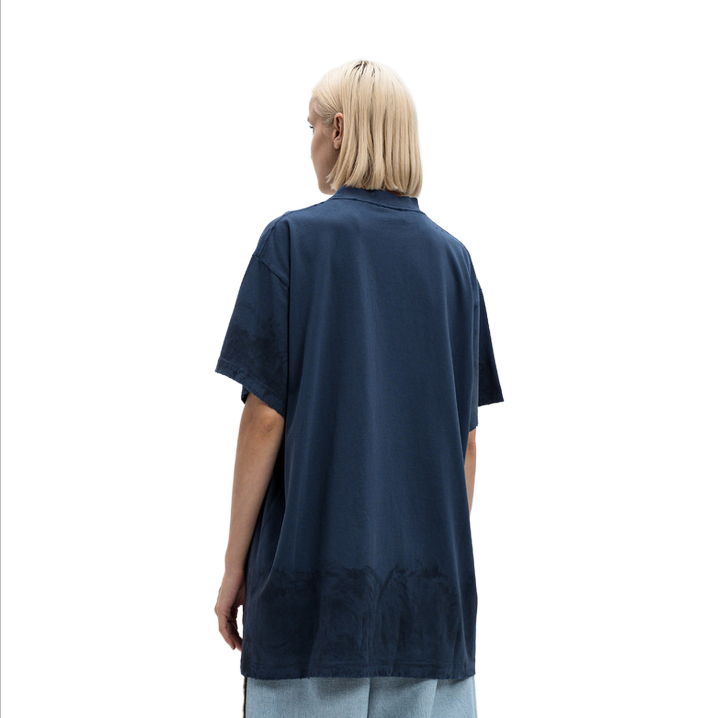 BALENCIAGA 3B Stencil Oversized Tee Washed Navy (SS25)