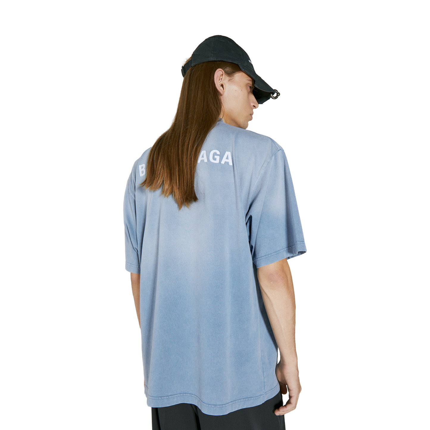 BALENCIAGA Back Medium Fit Vintage Blue Tee (FW23)