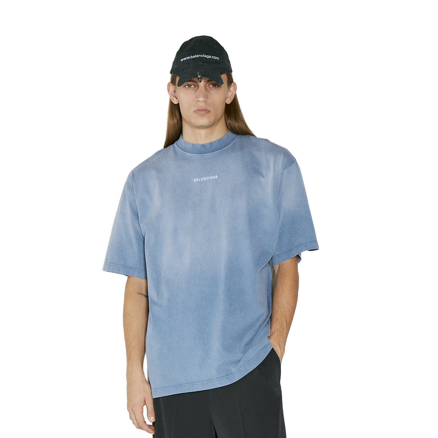BALENCIAGA Back Medium Fit Vintage Blue Tee (FW23)