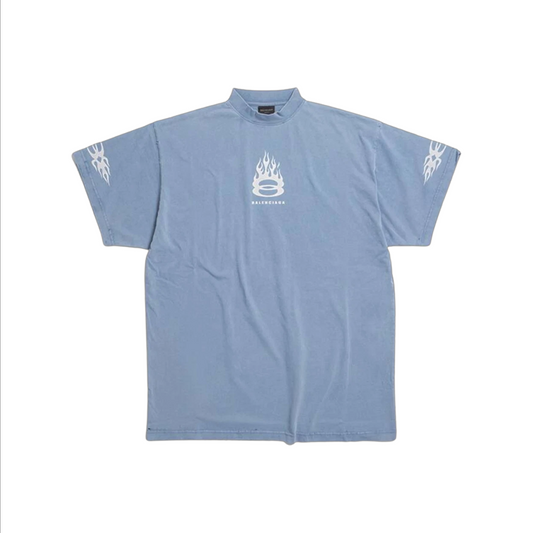 BALENCIAGA Burning Unity Oversized Tee Blue (SS25)