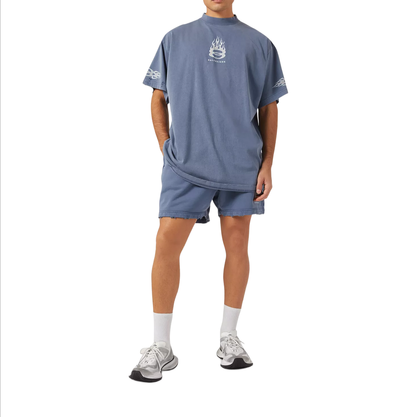 BALENCIAGA Burning Unity Oversized Tee Blue (SS25)