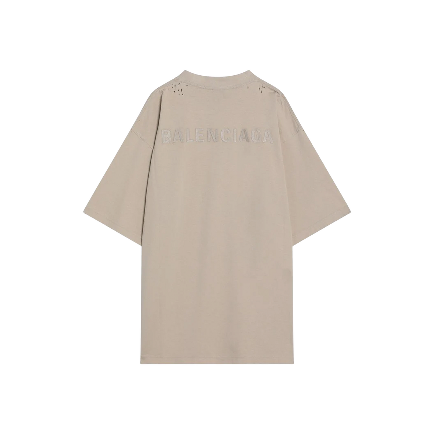 BALENCIAGA Embroidered Logo Medium Fit Cotton Jersey Tee Beige (SS25)