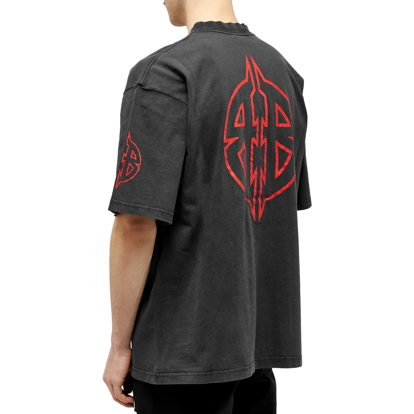 BALENCIAGA Graphic Metal Medium Fit Tee Faded Black/Red (FW23)
