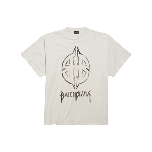 BALENCIAGA Metal BB Stencil Oversized Tee Vintaged Cream (SS24)