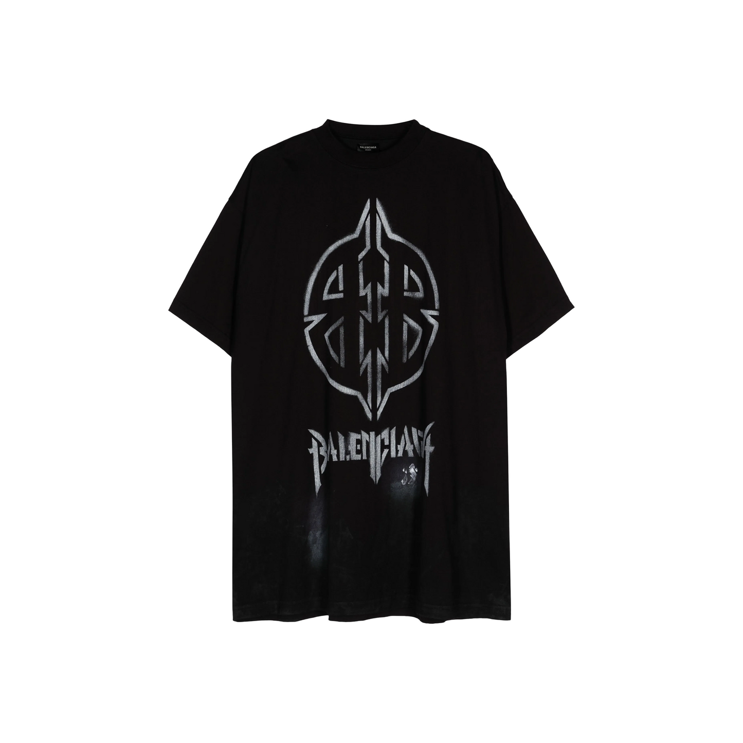 BALENCIAGA Metal BB Stencil Vintage Cotton Oversized Tee Black (SS24)