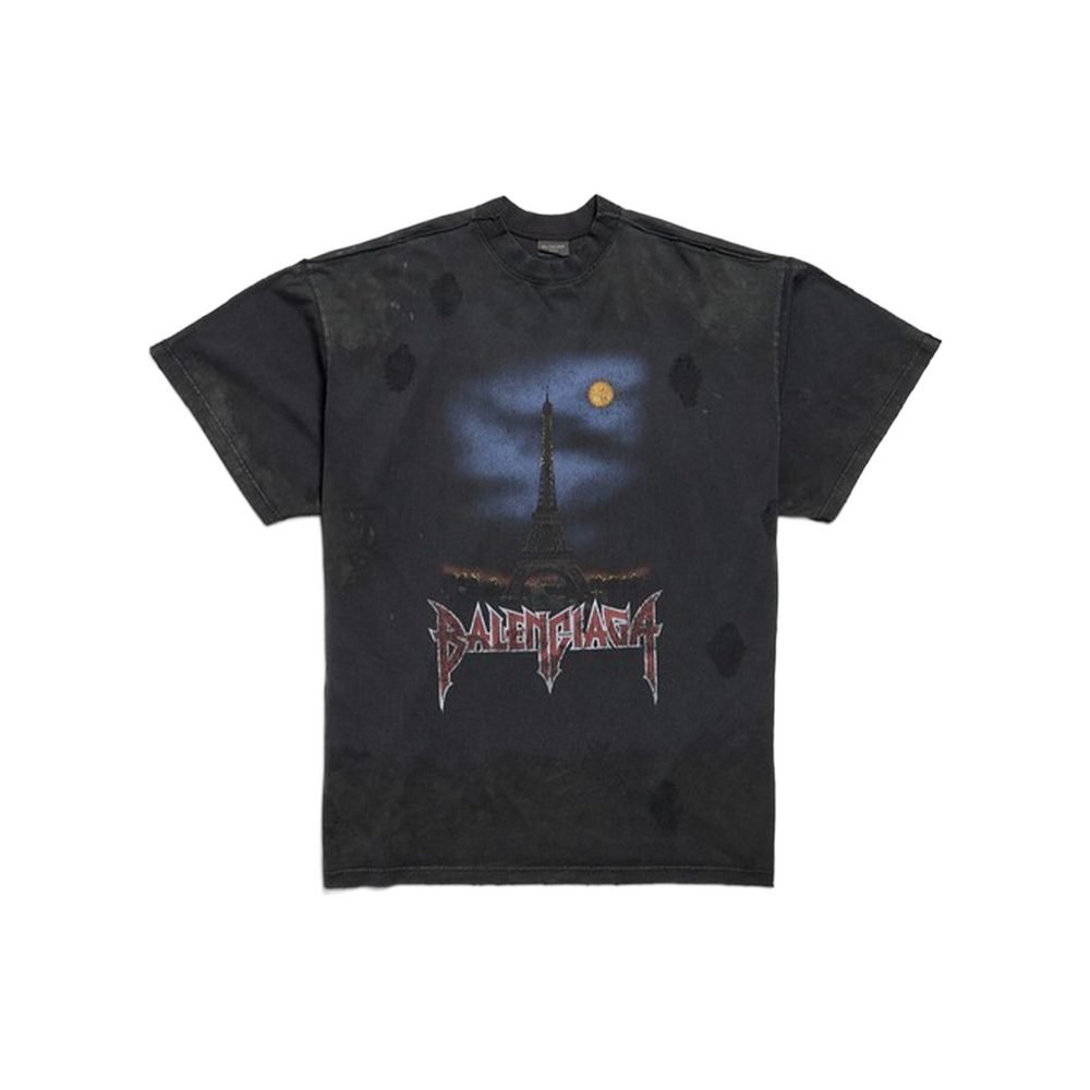 BALENCIAGA Paris Moon Double Front Oversized Tee Black (FW24)
