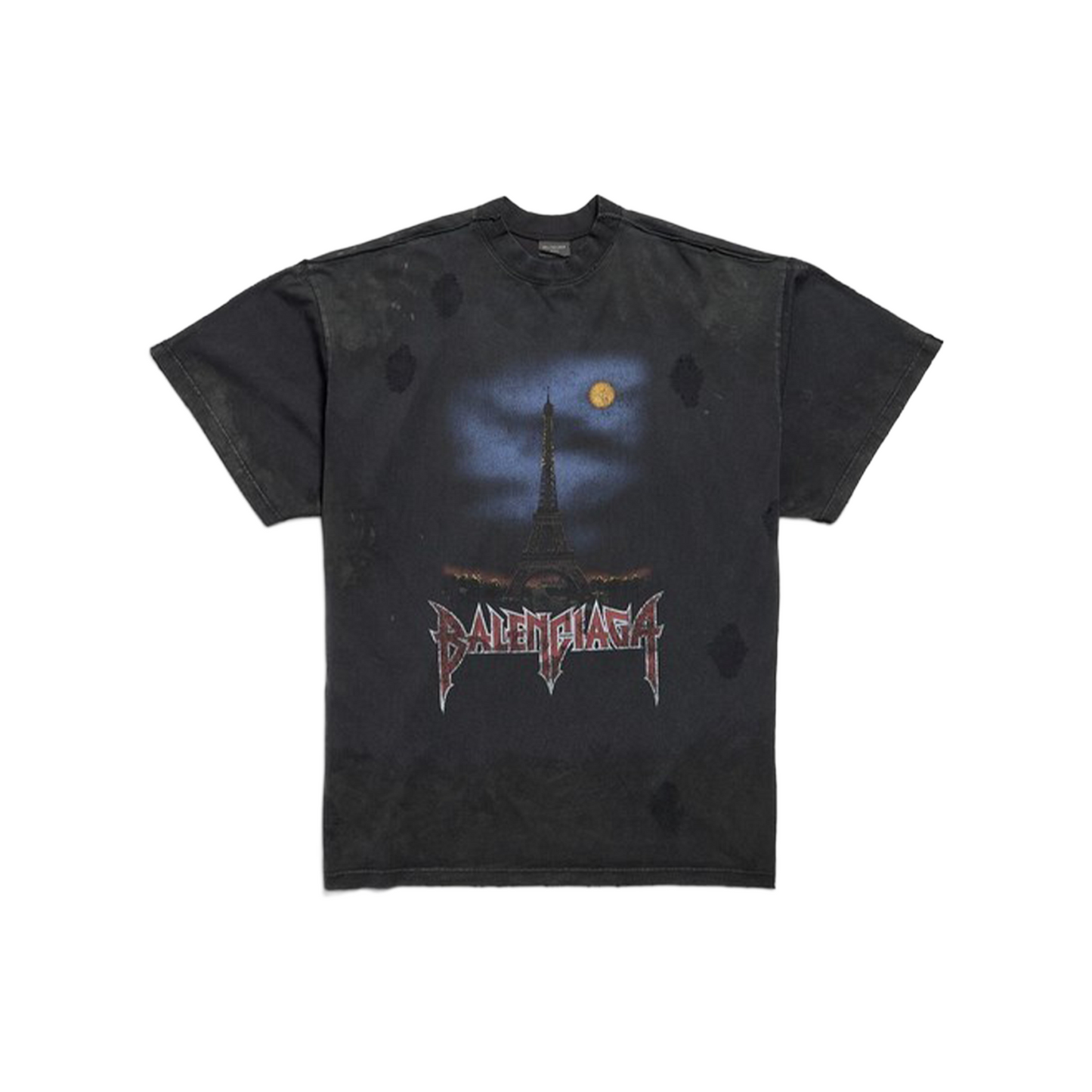 BALENCIAGA Paris Moon Double Front Oversized Tee Black (FW24)
