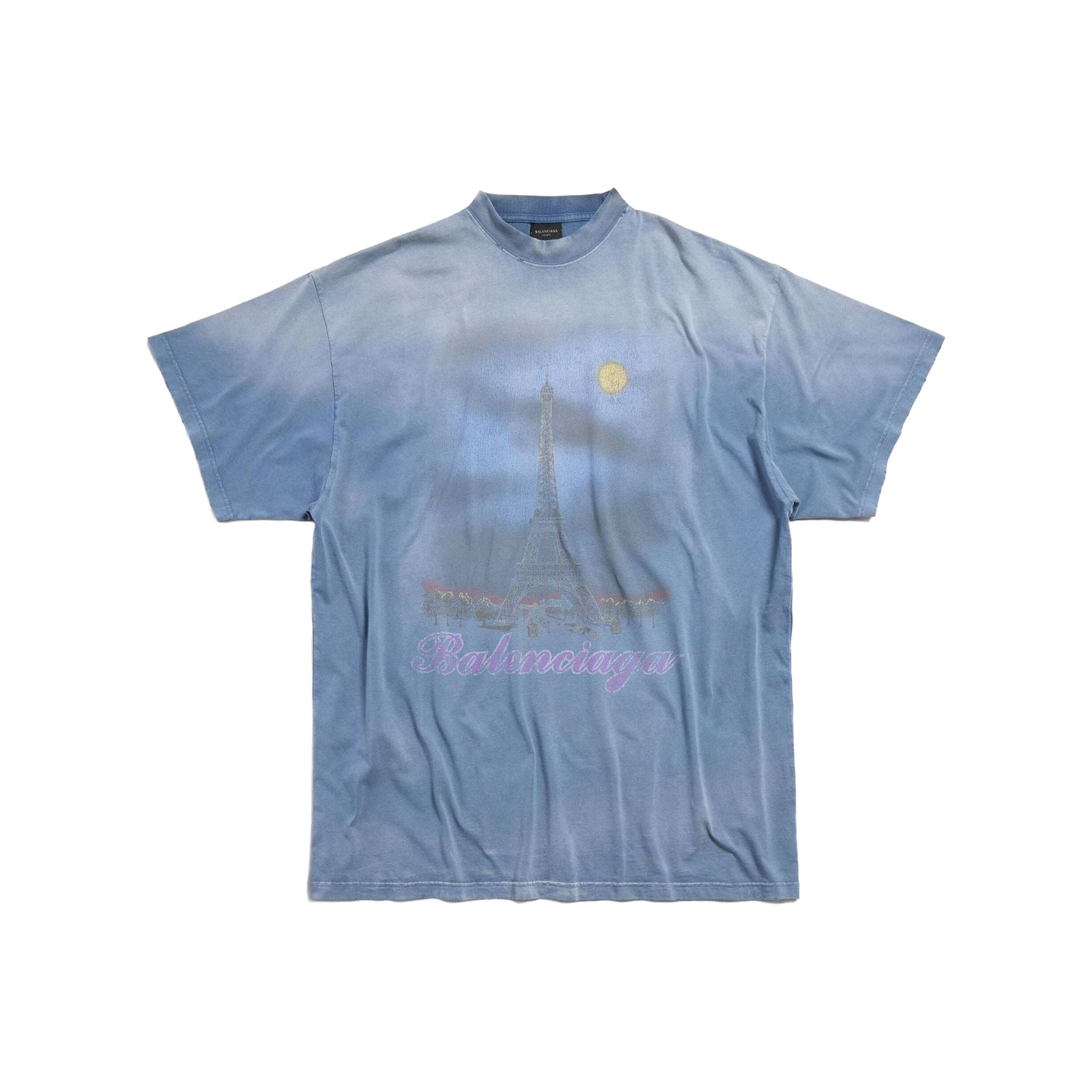 BALENCIAGA Paris Moon Double Front Oversized Tee Blue (FW24)