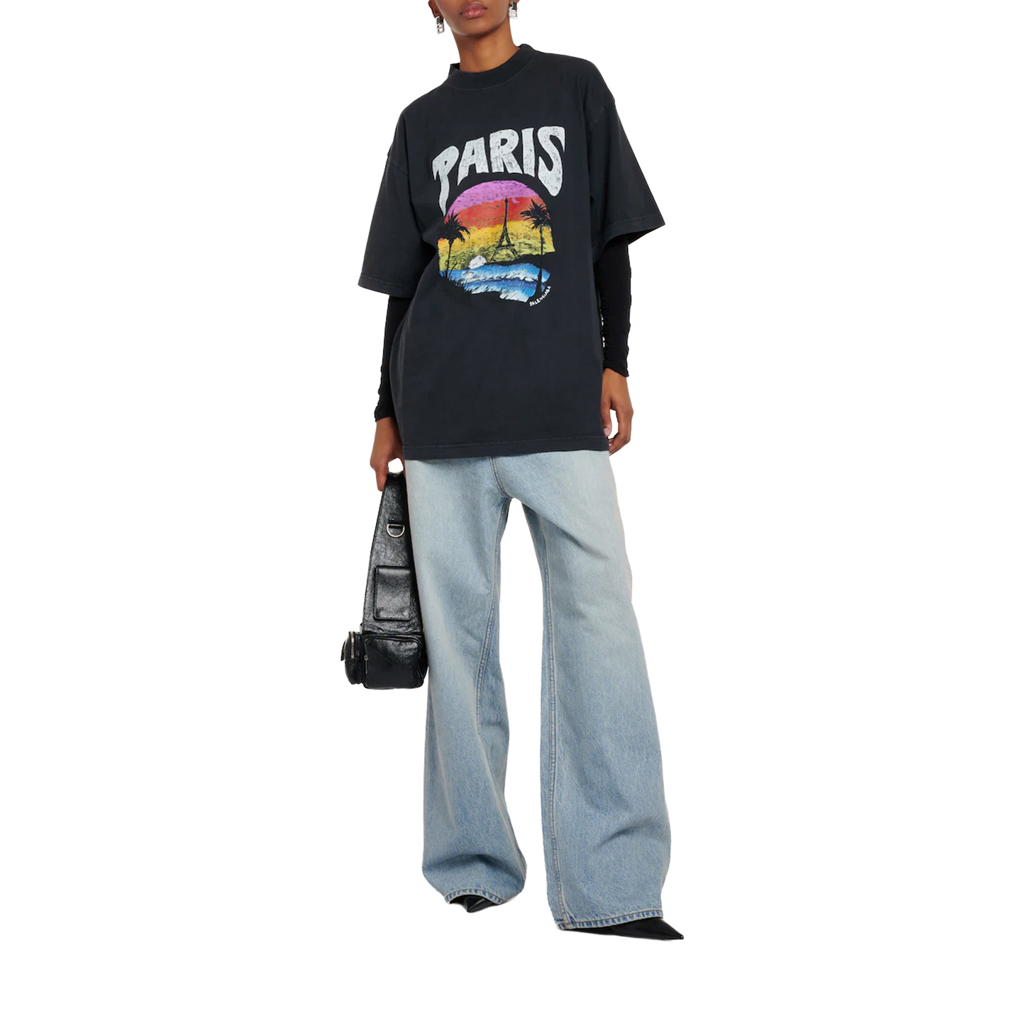 BALENCIAGA Paris Tropical Medium Fit Tee Black (SS25)