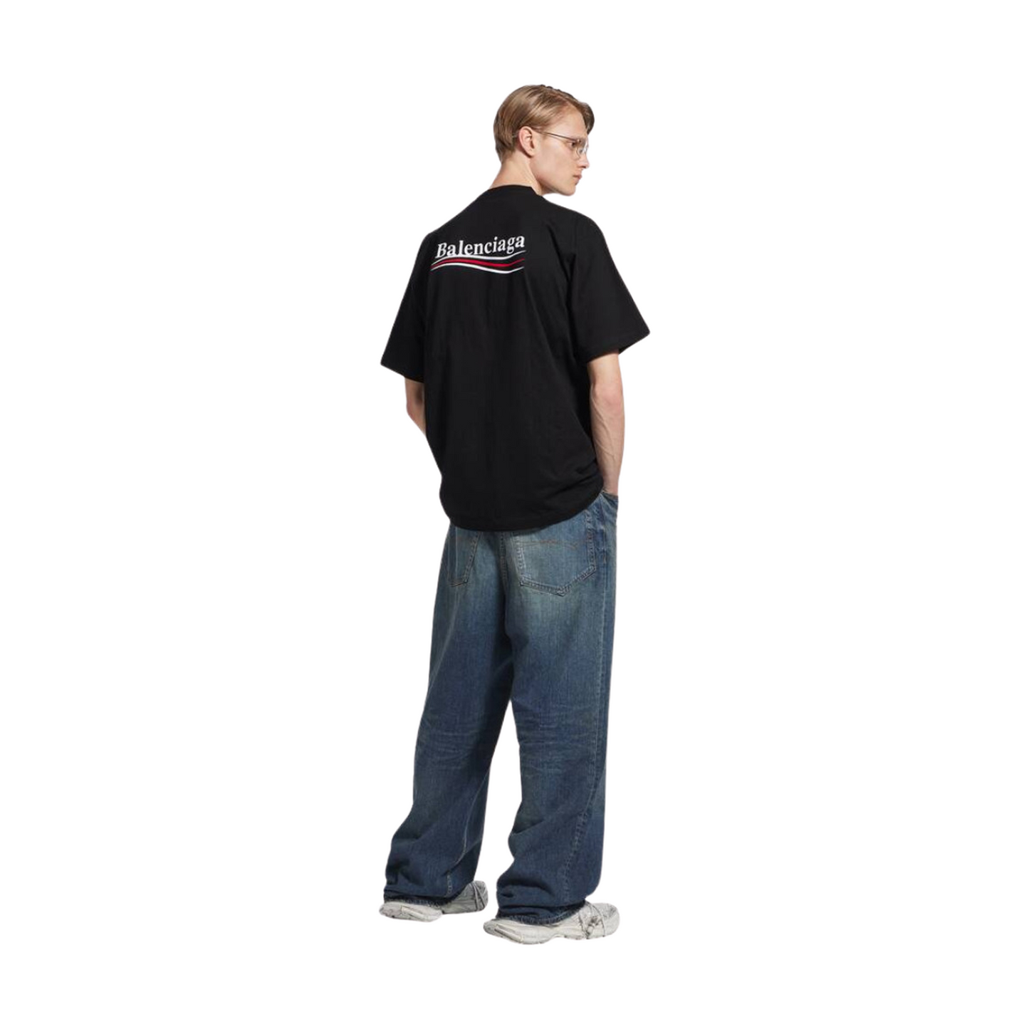 BALENCIAGA Political Campaign Embroidered Large Fit Tee Black (SS25)