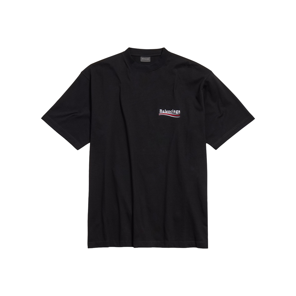 BALENCIAGA Political Campaign Embroidered Large Fit Tee Black (SS25)