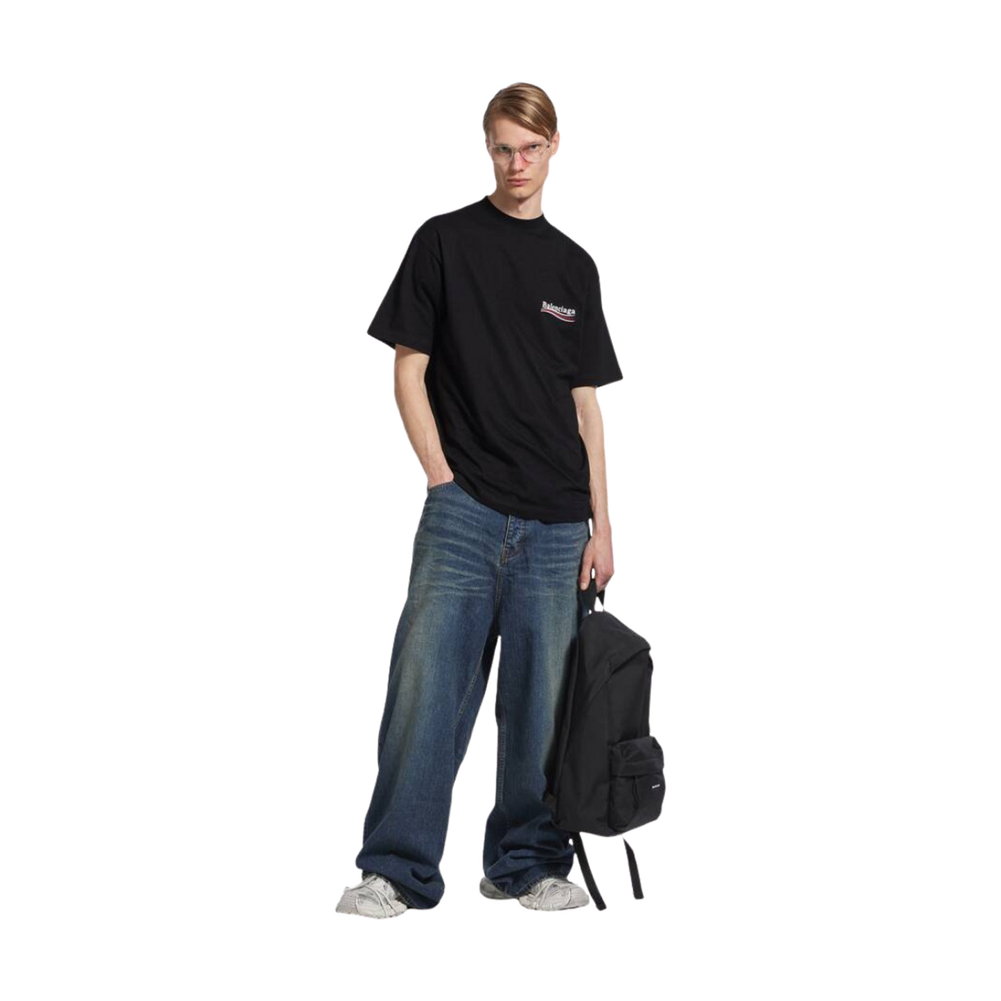 BALENCIAGA Political Campaign Embroidered Large Fit Tee Black (SS25)