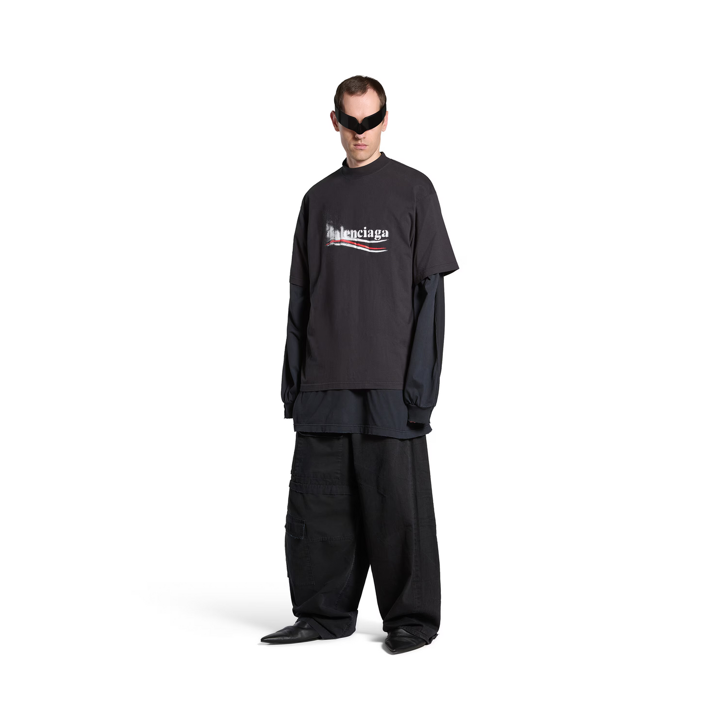 BALENCIAGA Political Stencil Medium Fit Tee Black/White (SS25)