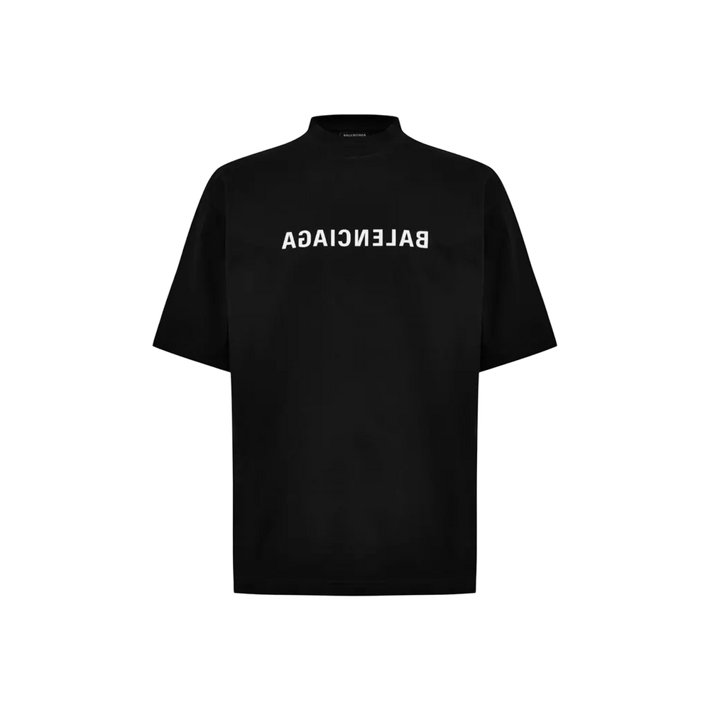 BALENCIAGA Reverse Logo Medium Fit Tee Black/White (SS25)