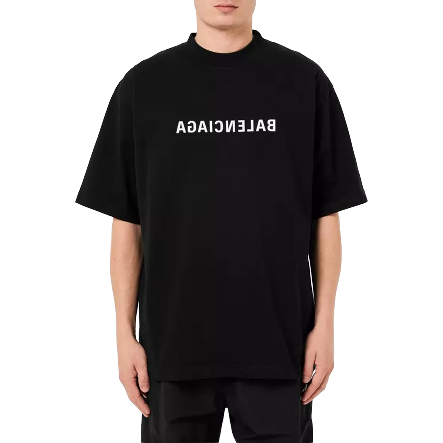 BALENCIAGA Reverse Logo Medium Fit Tee Black/White (SS25)