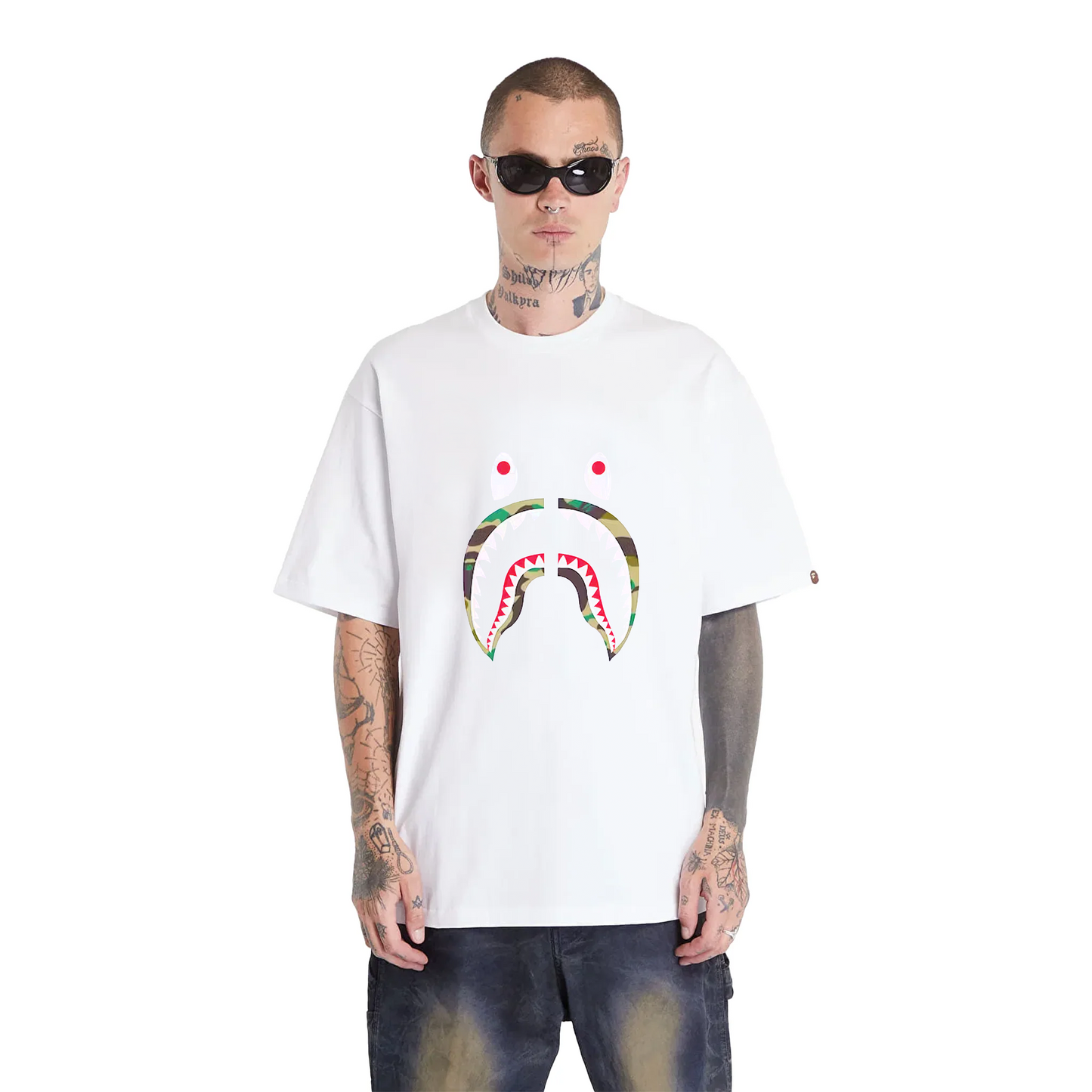 BAPE 1st Camo Shark Tee White/Green (SS22)