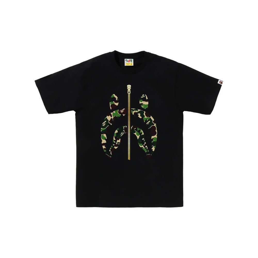 BAPE ABC Camo Gold Zip Shark Tee Black/Green (SS23)