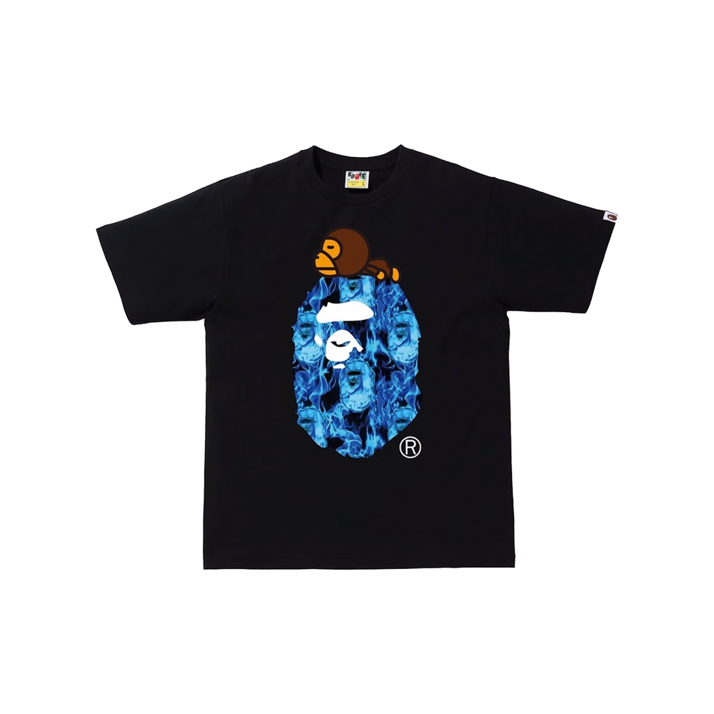 BAPE Flame Milo On Big Ape T-Shirt Black/Blue (SS20)