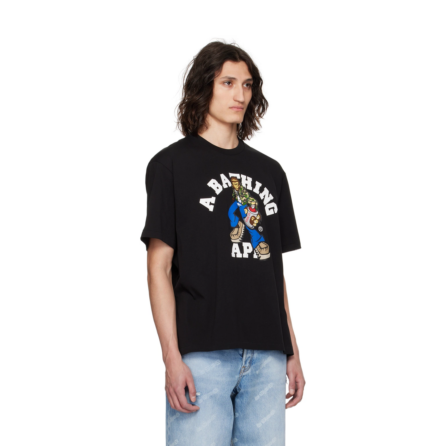 BAPE Graffiti Character College Relaxed Fit Tee Black (SS24)