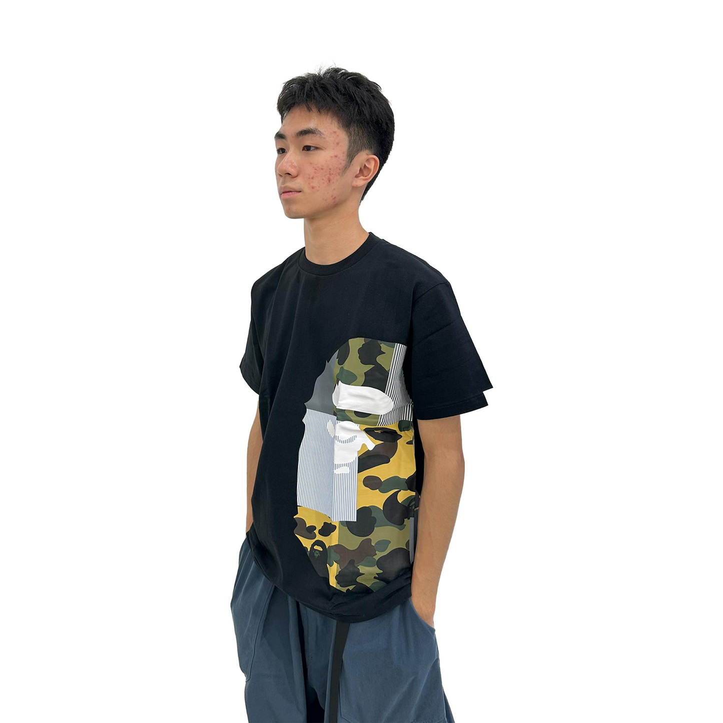 BAPE Military Crazy Side Big Ape Head Tee Black (SS22)