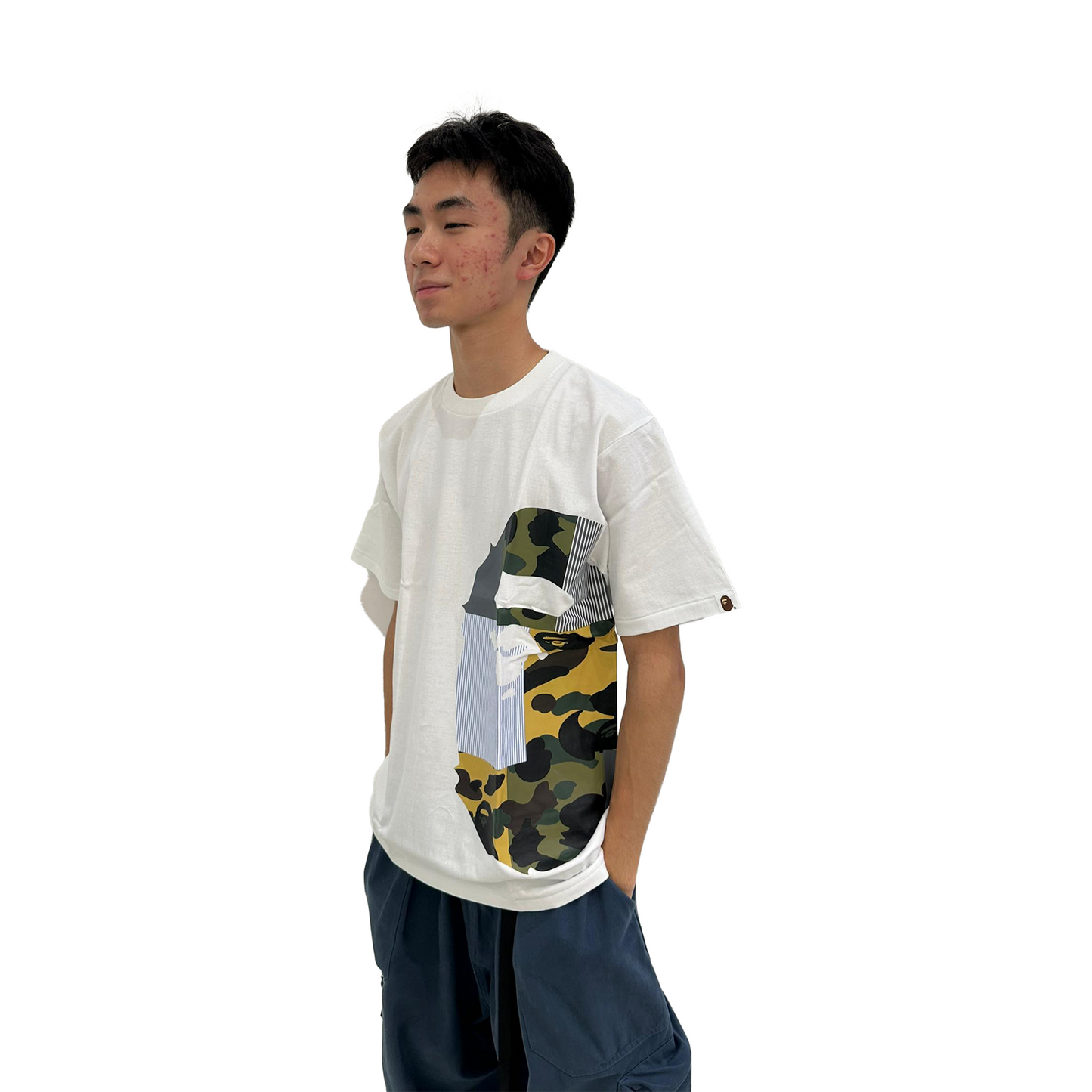 BAPE Military Crazy Side Big Ape Head Tee White (SS22)