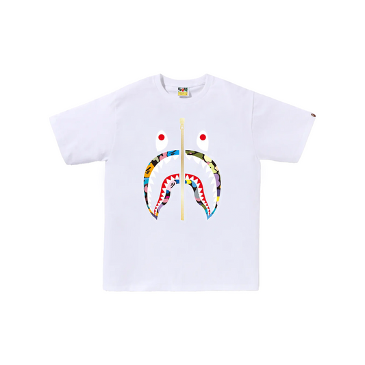 BAPE Multi Camo Shark Tee White (FW24)