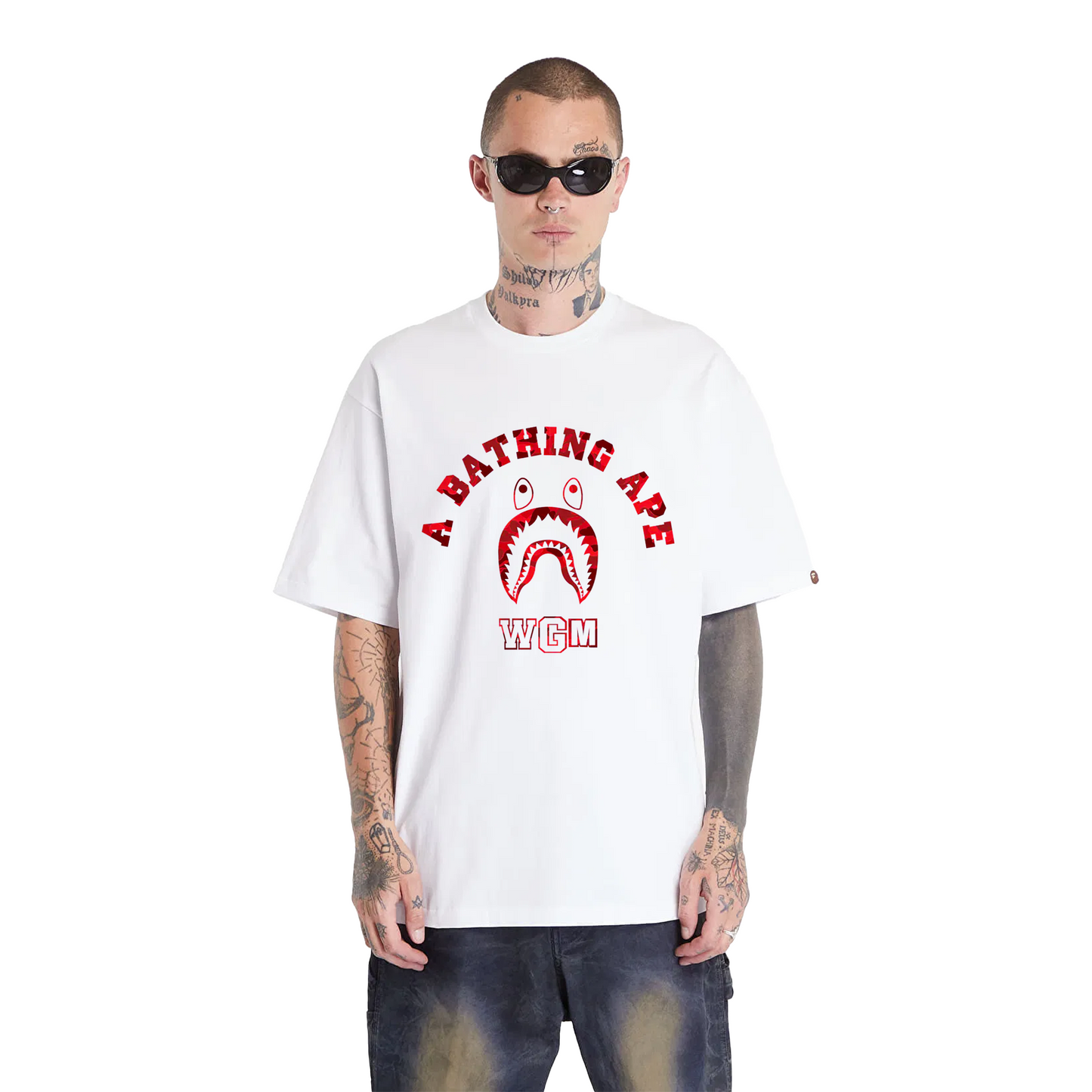 BAPE STORE® Rakuten Fashion Shark College Tee White (FW24)