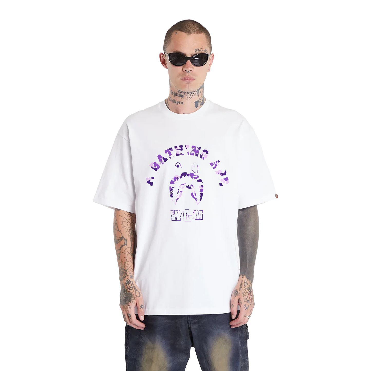 BAPE STORE® Taipei Shark College Tee White (FW24)