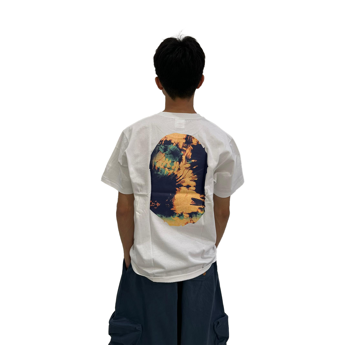 BAPE Tie Dye Big Ape Head Tee White/Navy (FW21)