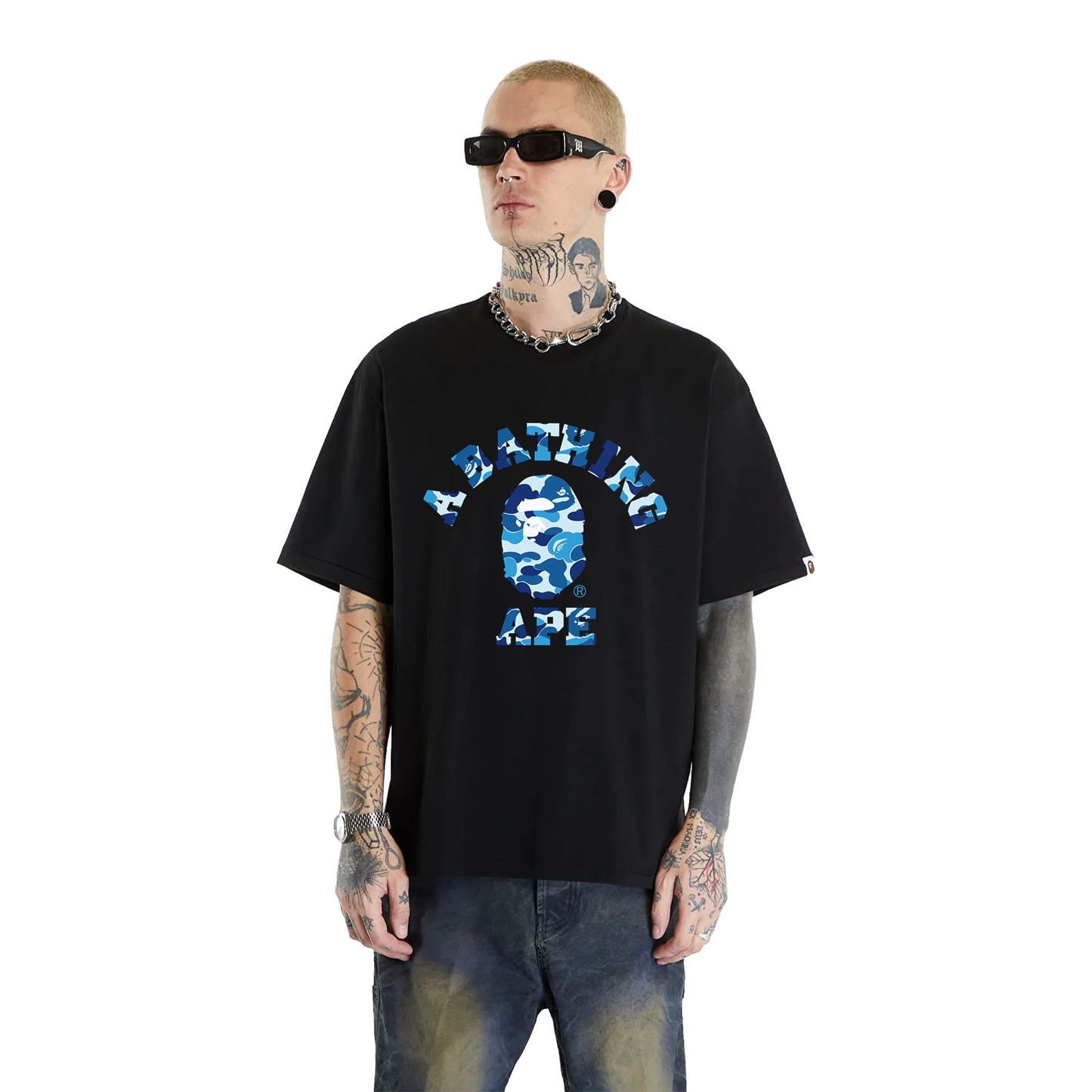 BAPE® ABC Camo College Tee Black/Blue (SS21)