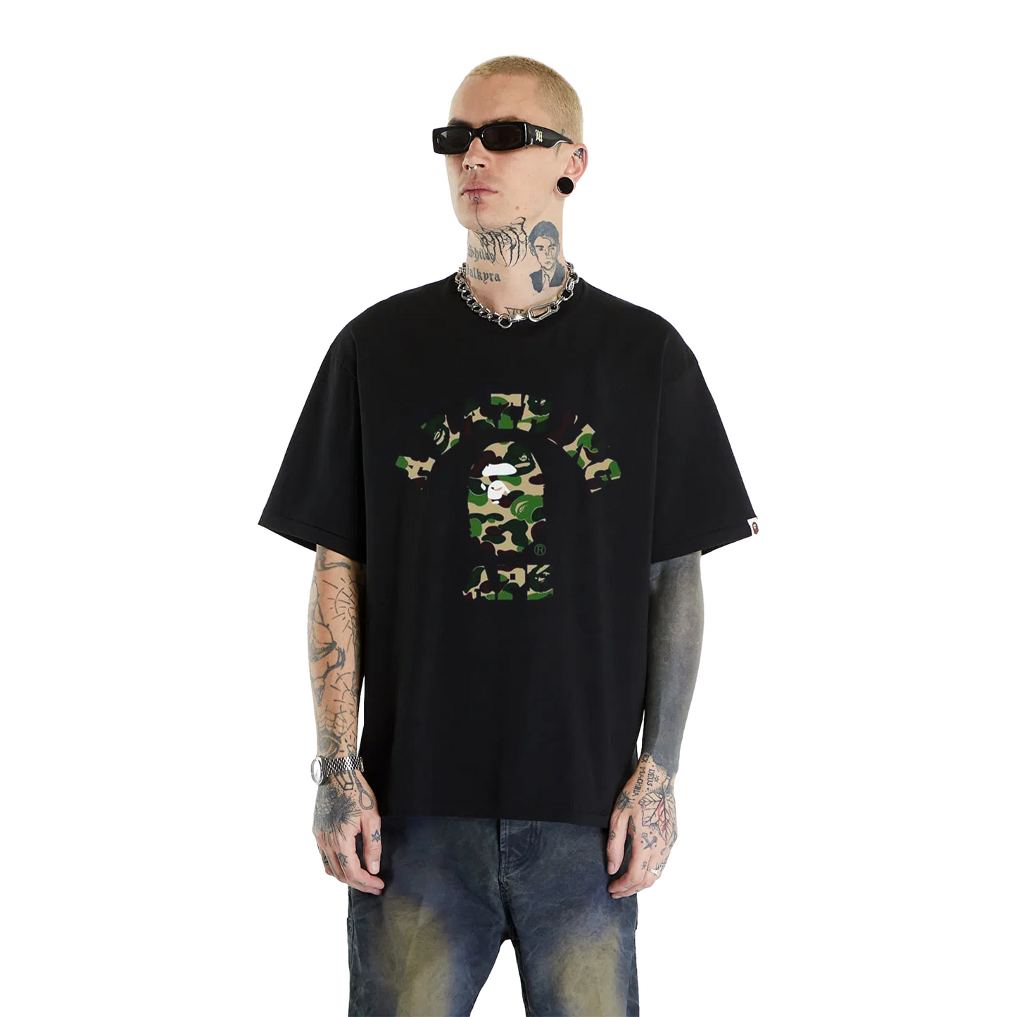 BAPE® ABC Camo College Tee Black/Green (SS21)