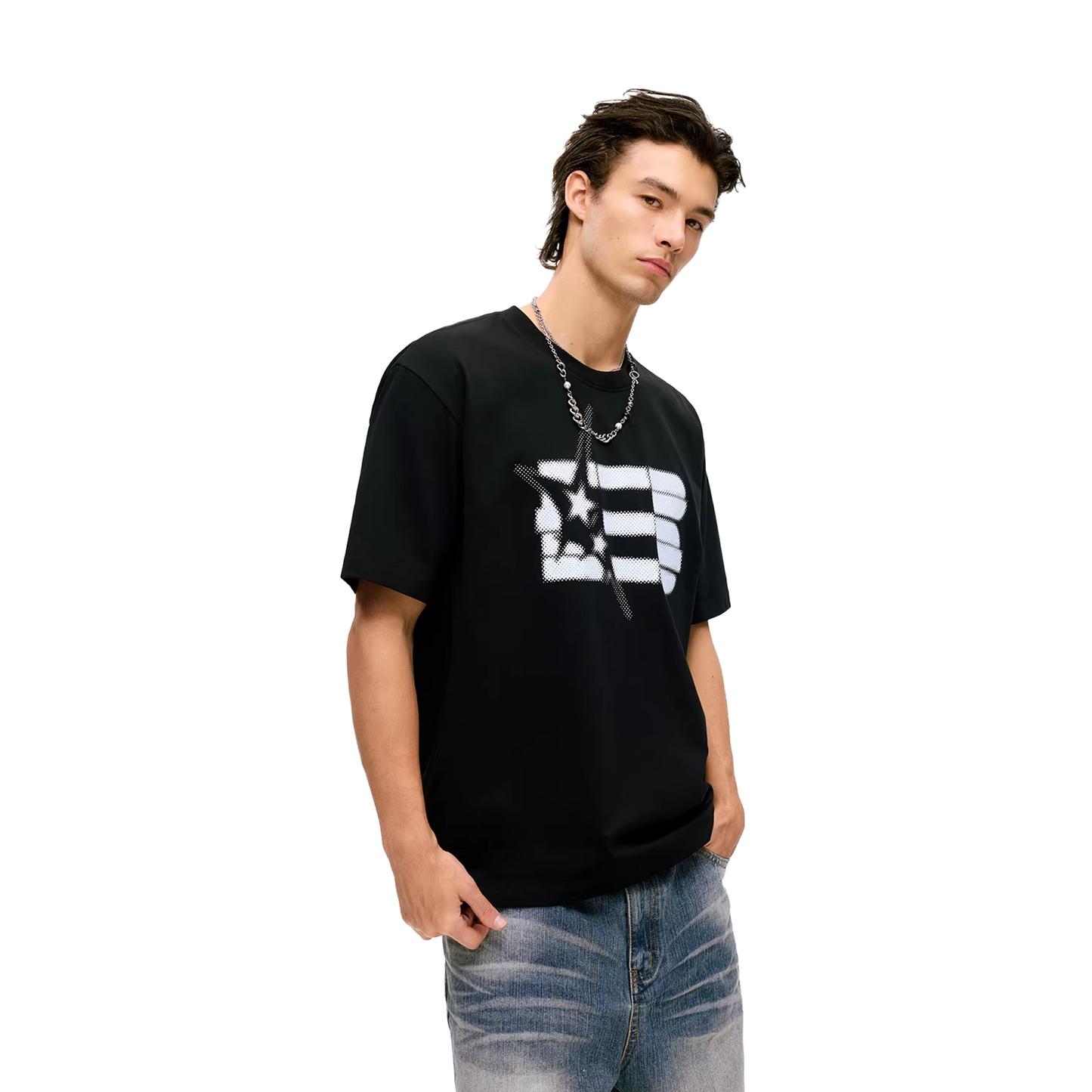 BONELESS American Basic Dot Print Tee Black (SS26)