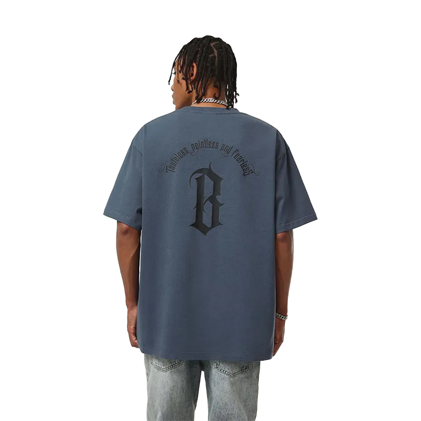 BONELESS Arc Print S/S Tee Grey Blue (SS22)