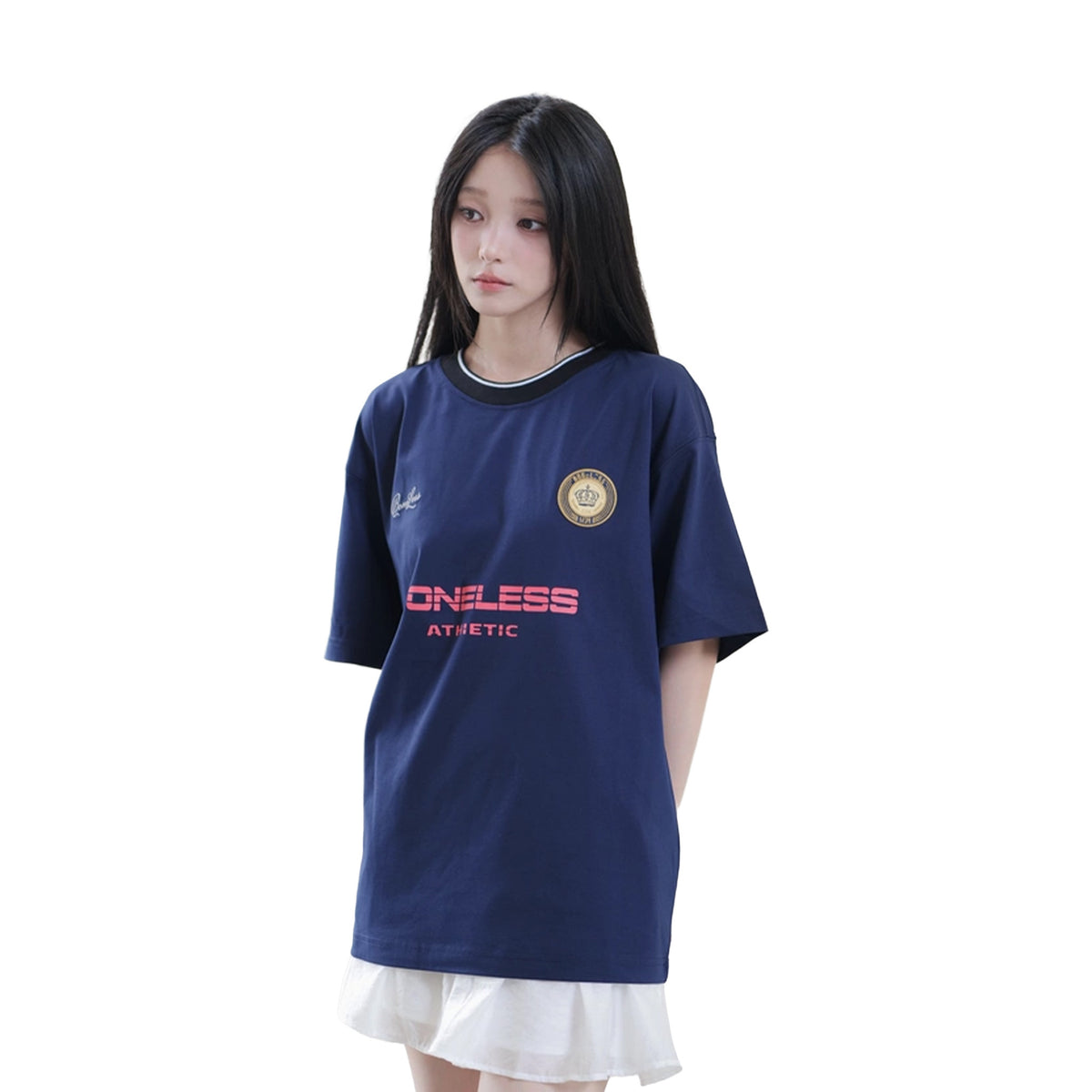 BONELESS Athletic Retro Print Tee Dark Blue (SS26)